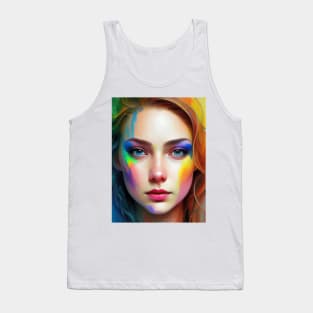 Rainbow girl, Colorful portrait, Rainbow colors, Vibrant personality Tank Top